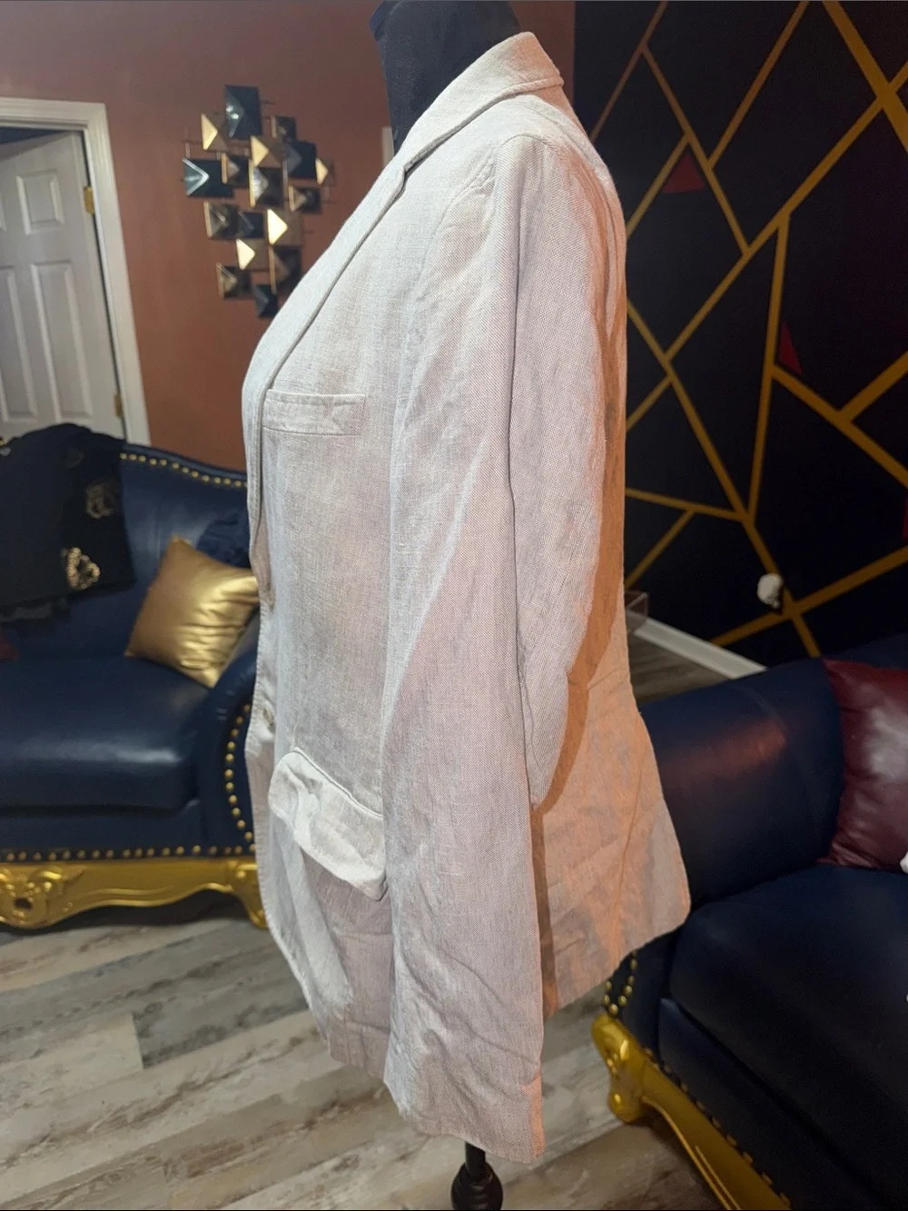 Light Gray Men's Linen-Blend Blazer